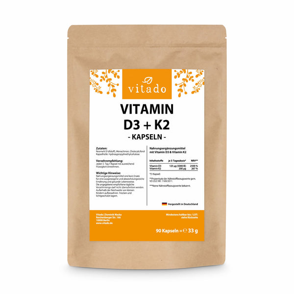 Vitamin D3 5.000 IE und Vitamin K2 200µg Kapseln